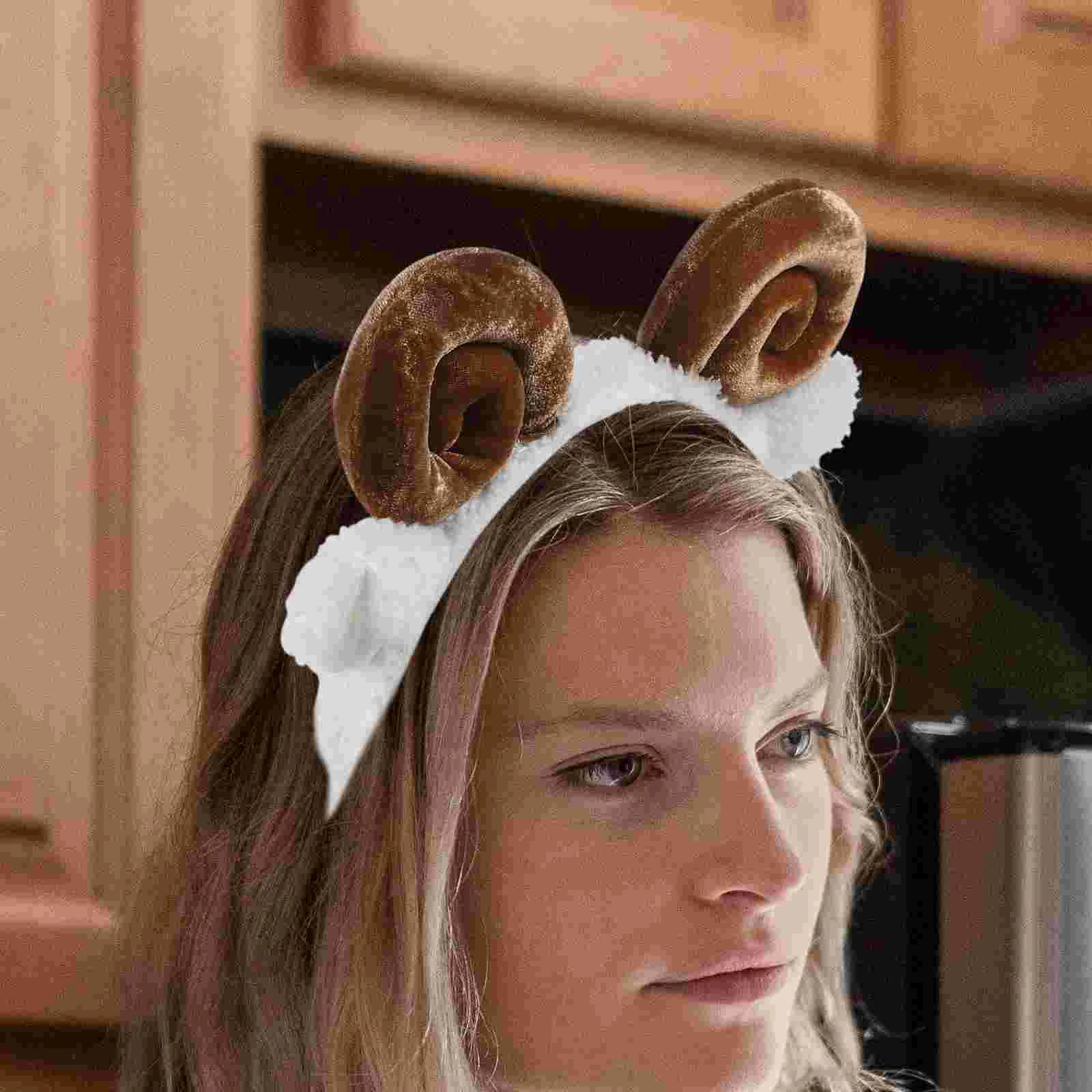 

Lamb Ears Headband Sheep Ears Sheep Ears Headband Sheep Hair Band Goat Horn Headband Spiral Hair Tie Makeup Headband Ears