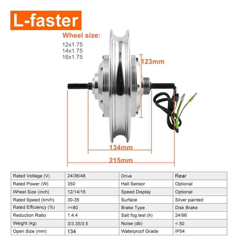 12 Inch 24V36V 250W Bike Electric Conversion Kit With Brushless Motor Hub For Single Speed Freewheel Foldable Bicycle Back Wheel