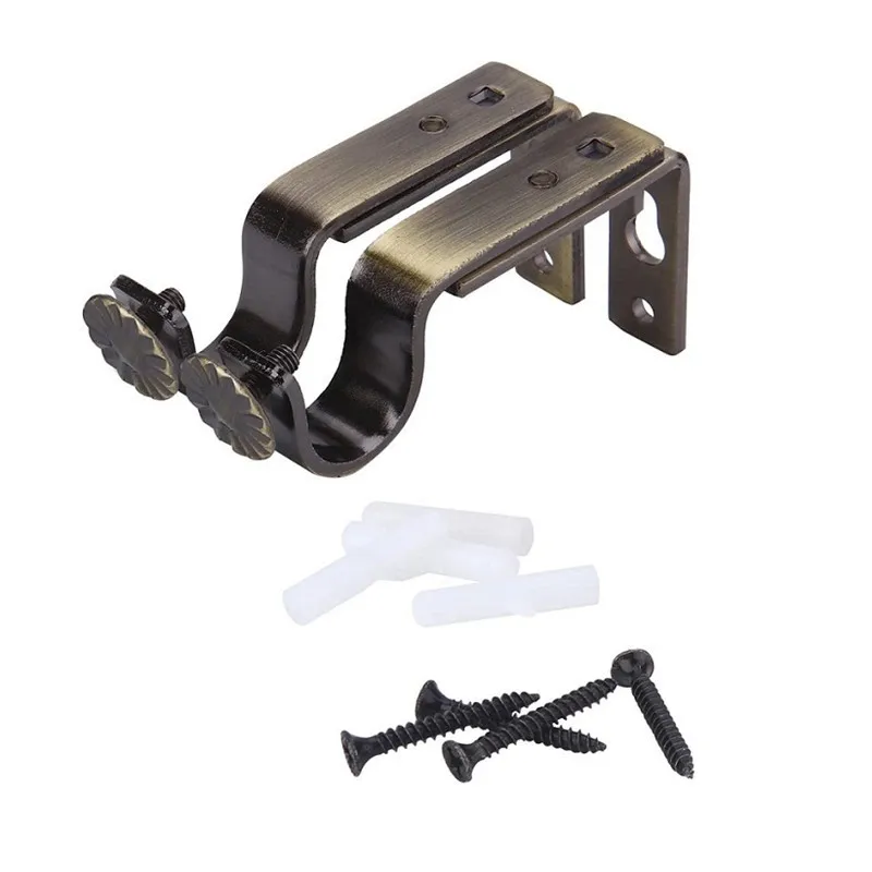 

100Pcs 22mm Adjustable Heavy Duty Curtain Rod Brackets Wall-mounted Drapery Support Holder With Screws Furniture hardware
