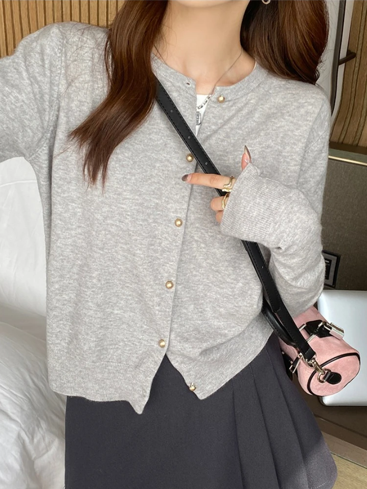 Fall Women Long Sleeve Elegant Cardiagn Sweater Autumn Casual Long Sleeve Knitted Top 2025 O-neck Knitwear Fashion Clothing