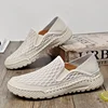 Men Handmade Mesh Breathable Shoes Summer Round Head Solid Colour Non-slip Loafers Lightweight Comfortable Soft Sole Sneakers 3