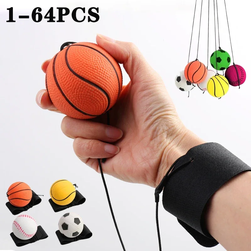 Elastic Hand Swing Ball Wrist Strap PU Elastic Ball Outdoor Exercise Fitness Hand Swing Children's Rope Toy elastic hand ball