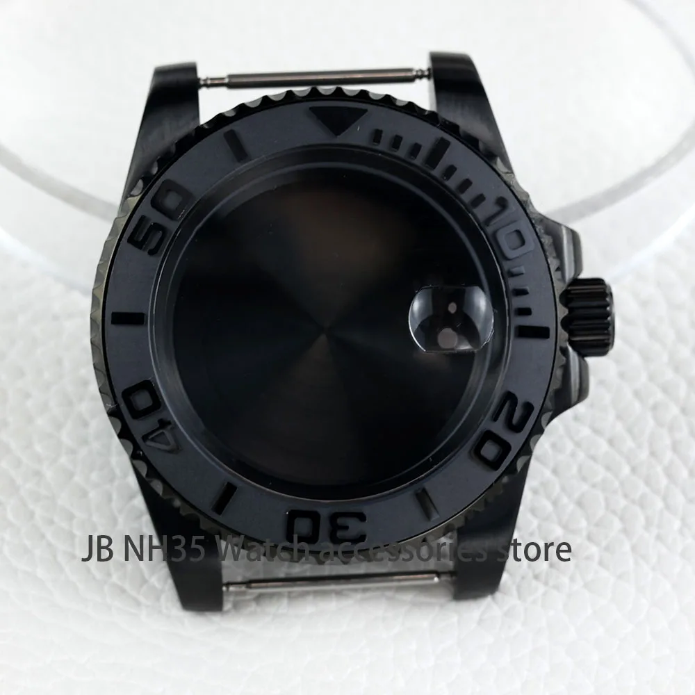 Watch Screen Protector Case Watch Case Watch Protective Case Watch Cover Watch Protective Cover TPU Protective Case Bumper Protective Case 40mm Black Yacht Design Style Case with Sapphire Crystal Waterproof for NH35 Nh36 Nh34 Automatic Movement 28.5mm Dial