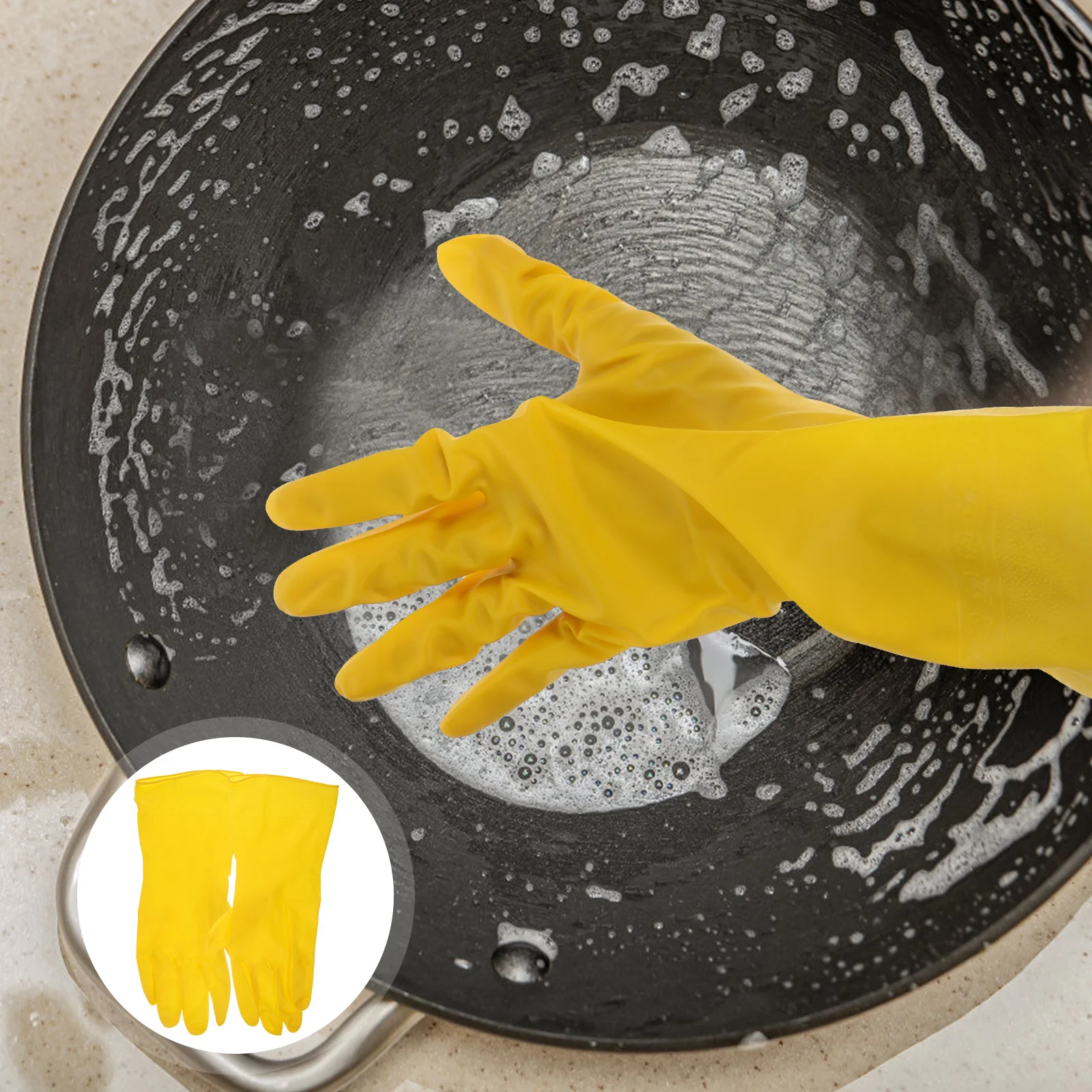 

2 Pairs of Kitchen Gloves Cleaning Washing Working PVC Gloves Dish Washing Gloves Wash Gloves