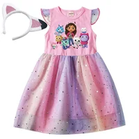 Baby Girls Dress Children Cartoon Mesh Star Sequins Princess Dress Kids Flying Sleeve Skirt For Daily Halloween Birthday Gift 2