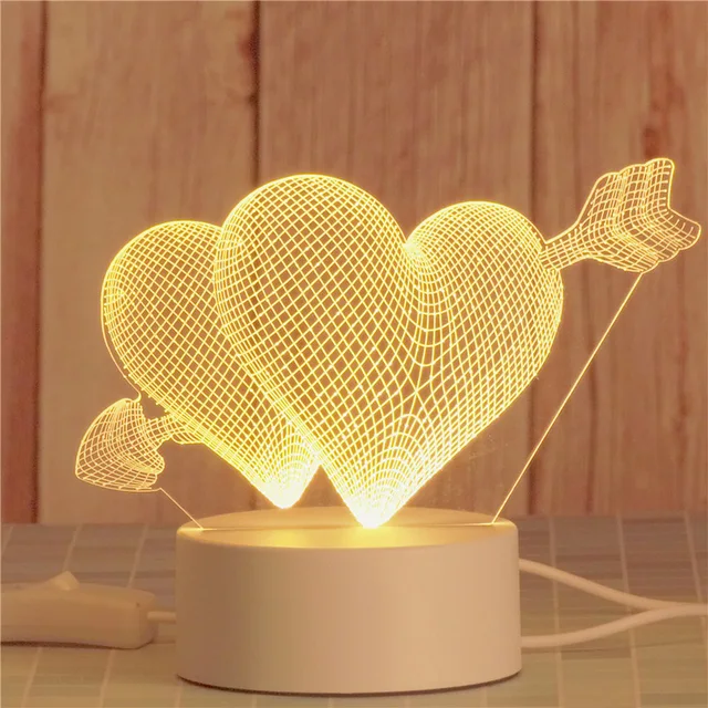 Heart Shape 3D Acrylic Led Night Lamp Room Decoration for Bedside Remote Control Changing 16 Color Lights Atmosphere Gift Lamp 1