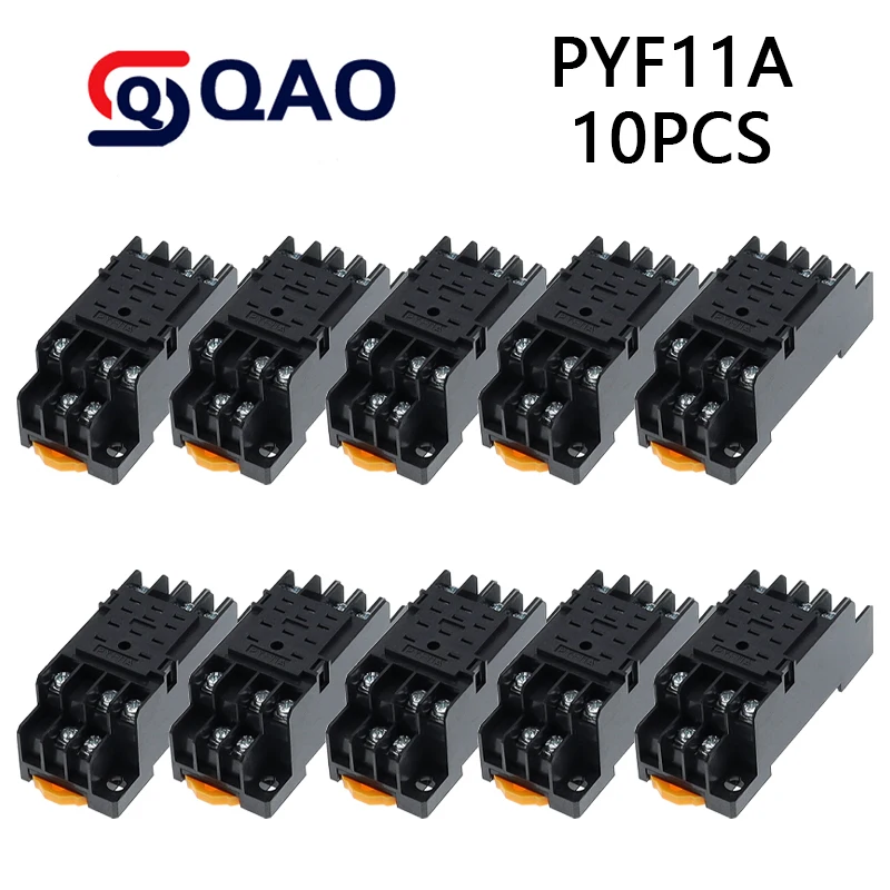 Base de Soquete Micro Relé Pyf11a Dpdt Soquete Mini Relé para Relé Intermediário My3nj Hh53p Pequeno Uso Geral 10 Pcs