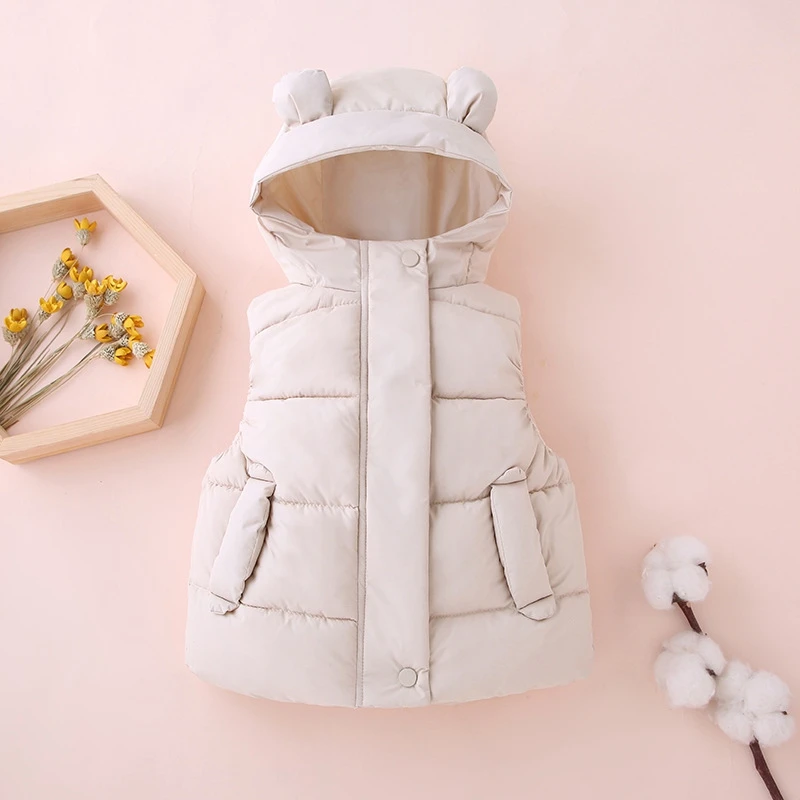 1-7Y Toddler Kids Hooded Waistcoats Cotton Padded Warm Vests