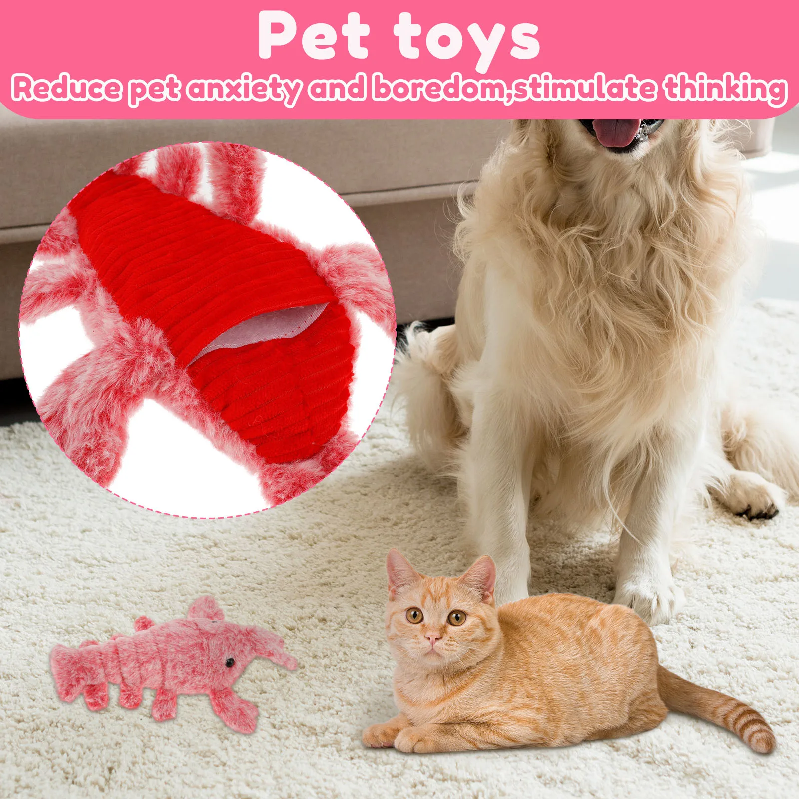 1/2/3Pcs Pet Toys Plush Lobster Interactive Cat Dog Toy USB Charging Jumping Simulation Lobster Teasing Cat Dog Toy Pet Supplies
