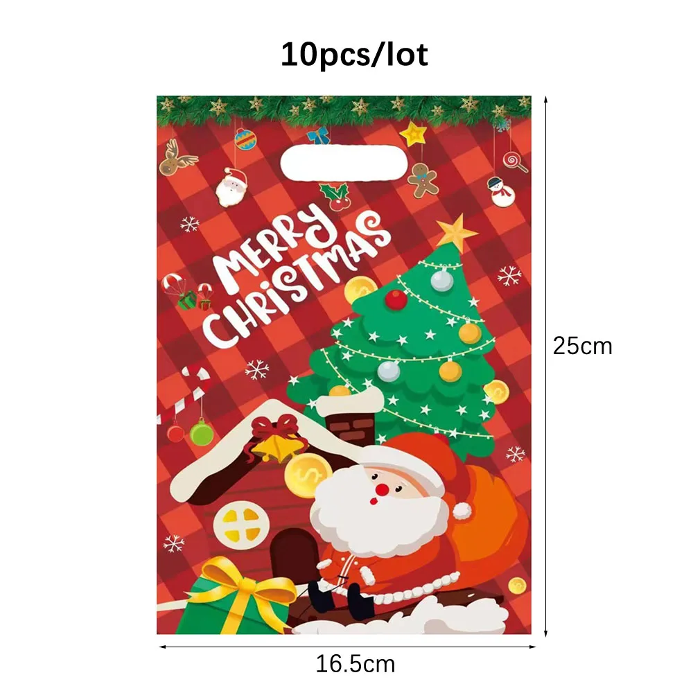 10 Stück Weihnachtsgeschenktüten Weihnachts-Süßigkeiten-Kekstüten Weihnachtsmann Plastikbeutel Weihnachtsverpackung Weihnachtsdekoration 2024 – Detail 7