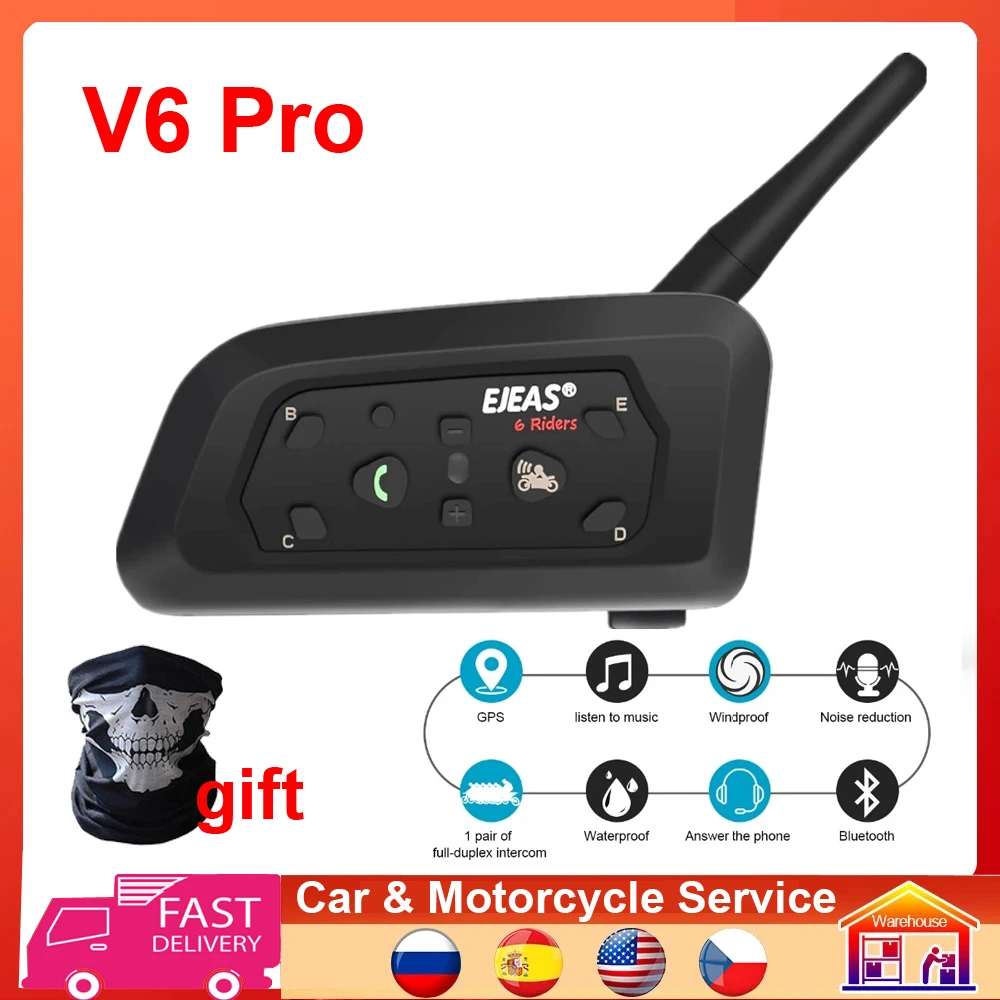 Interfono Moto Bluetooth EJEAS V6pro - Coppia, 1200 M, Impermeabile - Foto 6