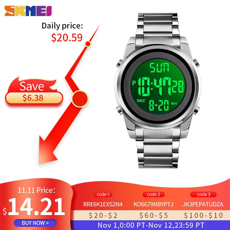 SKMEI Digital 2 Time Mens Watches Fashion LED Men Digital Wristwatch Chrono Count Down Alarm Hour For Mens reloj hombre 1611