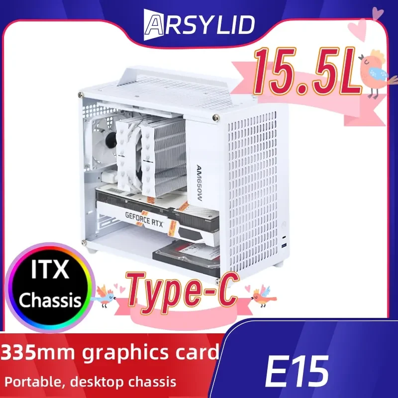 NIU E15 M-ATX Chassis 335mm Graphics Card 135mm Radiadtor ATX PSU 3.5" HDD 6 Case Cooling Fan Side Window
