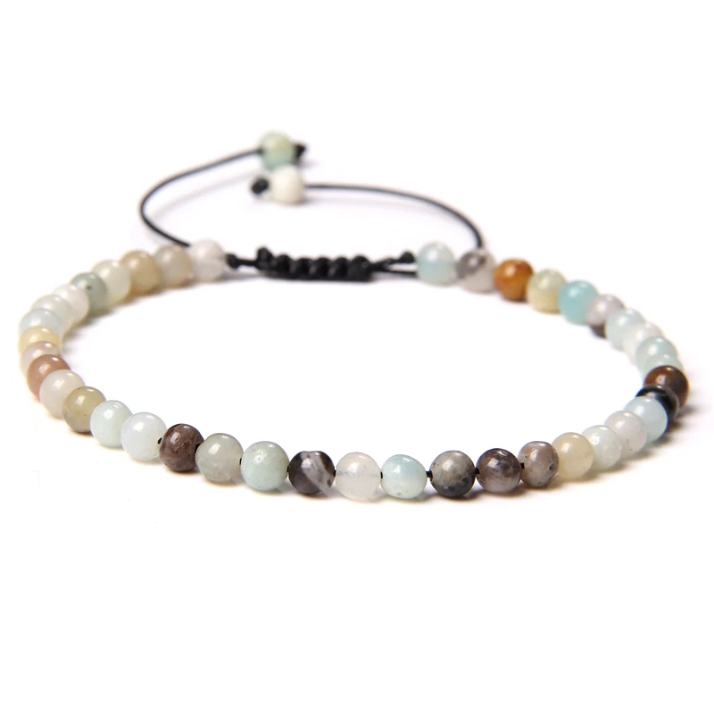 4MM Naturstein geflochtenes Armband Kleines Steinperlenarmband Verstellbarer Quarz Achate Armreif Mineral Schmuck Geschenk für Frauen Männer – Detail 32