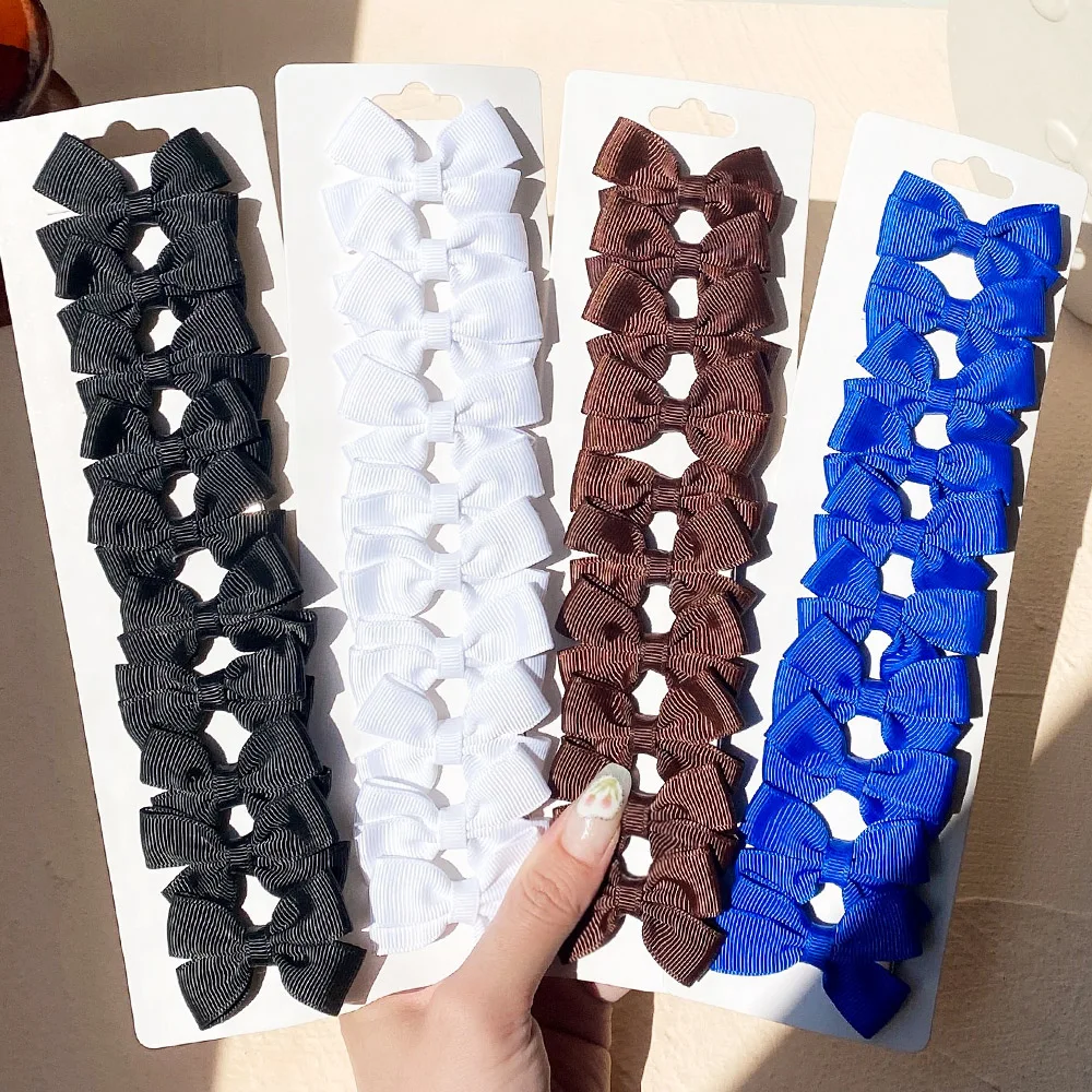 10Pcs/Set 1.9'' Mini Solid Bows Hair Clips For Cute Baby Girls Boutique Bowknot Hairpin Barrettes Headwear Kids Hair Accessories baby bowknot hat