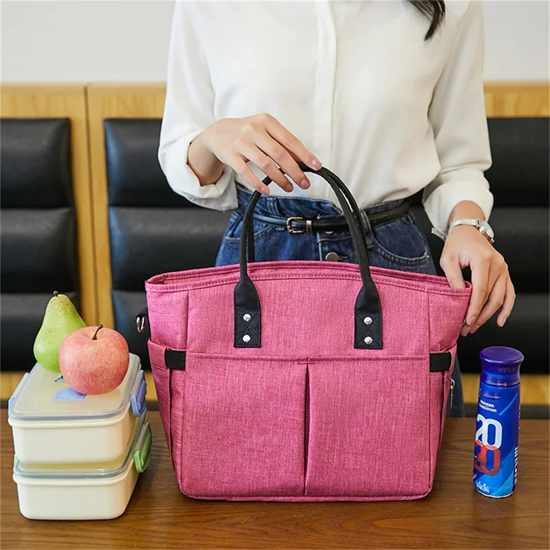 휴대용 야외 피크닉 크로스 바디 도시락 가방, 보온 대용량 아이스 백, 도시락 박스, 얼음 보관 숄더백