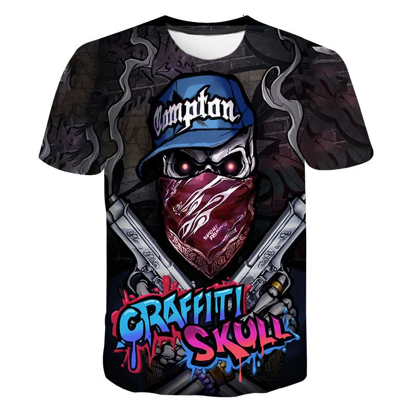 Girren T-shirts Graphiques Graffiti Pour Hommes Hip-Hop Funny Pattern