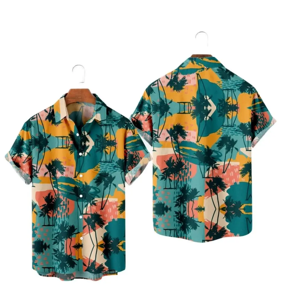 New Hawaii Summer Shirts Creative Landscape Painting Short Sleeve Cuban Plus Size Beachwear Vacation Streetwear Men's Casual колонки creative pebble plus 2 1 8вт