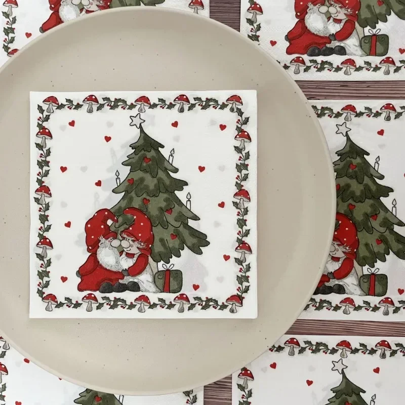 20pcs 33cm New Christmas Party Decoration Paper Christmas Tree Cartoon Father Granny Love Printed Paper Placemats