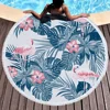 Round Beach Towel Oversized Blanket Palm Leaf Tropical Style Flamingo Print Microfiber Large Round Towel Picnic Absorbent Towel 1