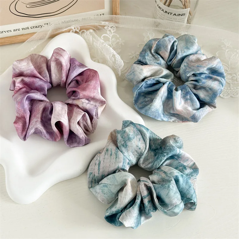 Koreanische Haargummis Mit Perlen & Blumen – Aus Satin-Stoff, Elegant & Modisch
