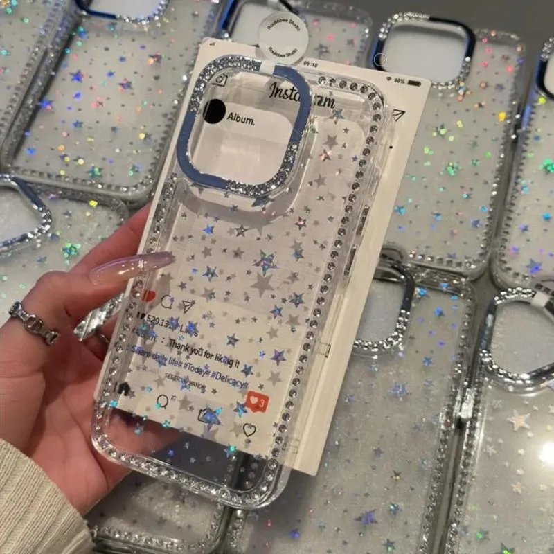 Luxury Diamond Star Glitter Bling Clear Shockproof Soft Bumper Phone Case