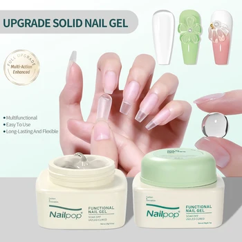 Nailpop Colla gel per unghie solida per premere sulle unghie Adesivo forte Punta in gel trasparente Adesivo Gel UV a lunga durata Nessun danno 20 g (1/3 pezzi) 1