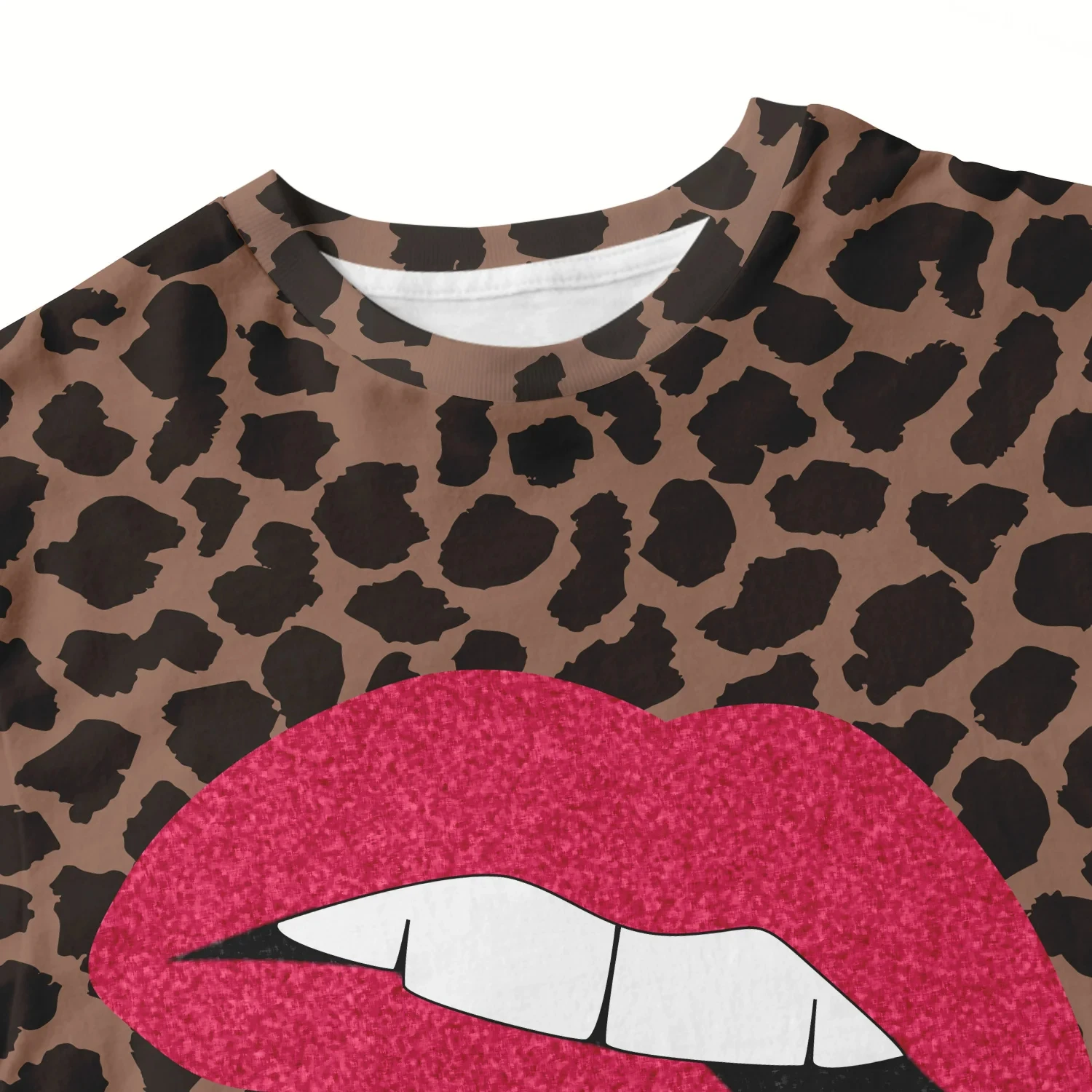 Summer Women Leopard Short Sleeve O-neck Loose T Shirt Fashion