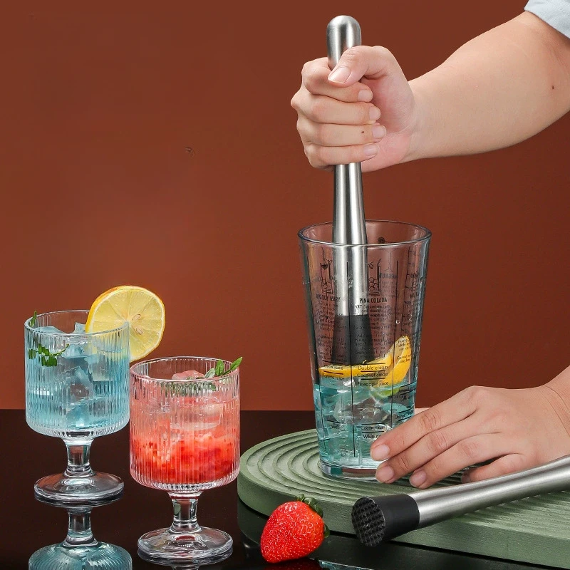 Stainless Steel Crushed Ice Hammer Multifunctional Popsicle Cocktail Swizzle Stick Fruit Lemon Muddle Pestle Bar Tools