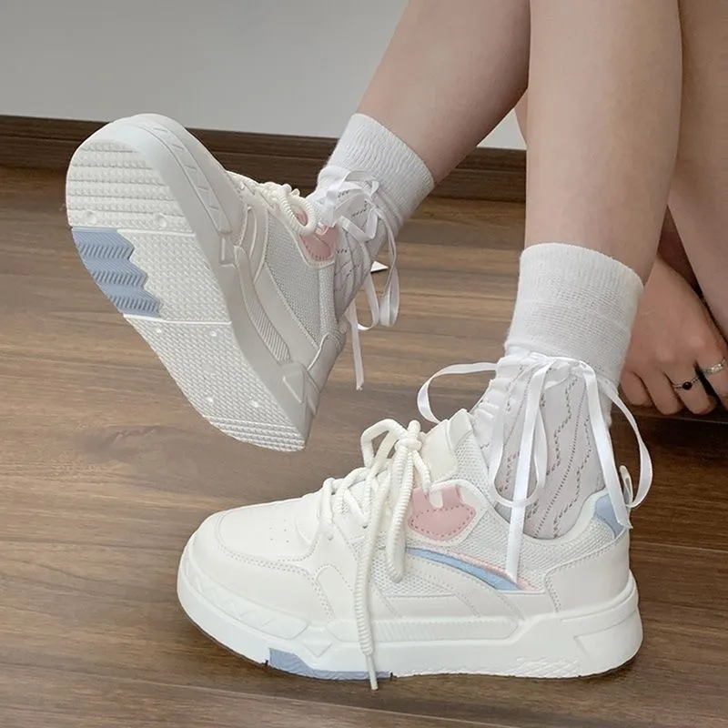 New Women's Sneakers Platform Sport Shoes Female Flat Casual Shoes Breathable Lace Up Tennis Vulcanized Shoes Zapatillas Mujer