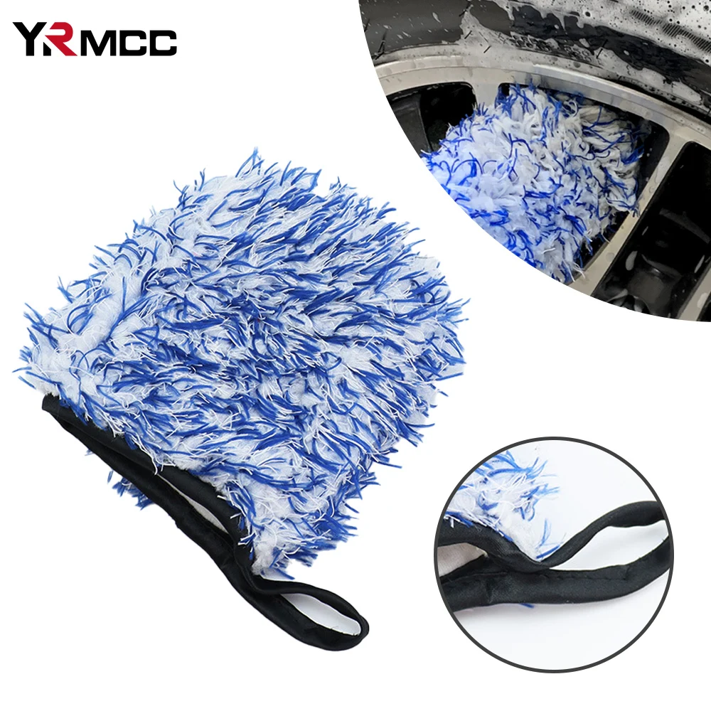 1Pc Microfiber Car Wash Glove Super Soft Thick Two-sided Detailing Pocket Auto Wheel Hub Rim Cleaning Mitt Car Wash Accessories