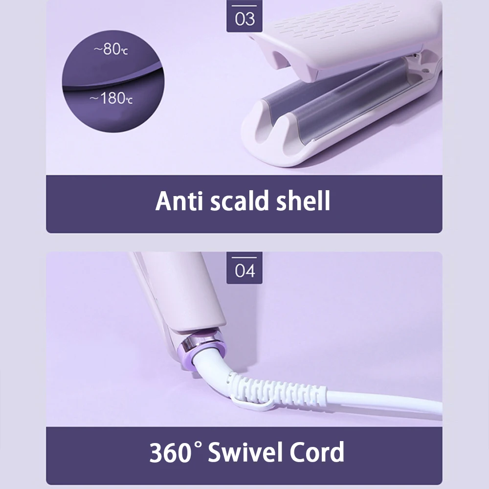10mm 4 Barrel Hair Crimper Beach Waves Volumizing Hair Curling Iron PTC Heating Ceramic Waver Styling Tools for Women Girls