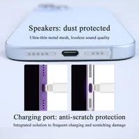 Металлическая пылезащитная заглушка для IPhone 12, 13, 14, 15, 16 Pro Max, защитная сетка для динамика, защита порта зарядки, силиконовая пылезащитная крышка, аксессуары — изображение 2