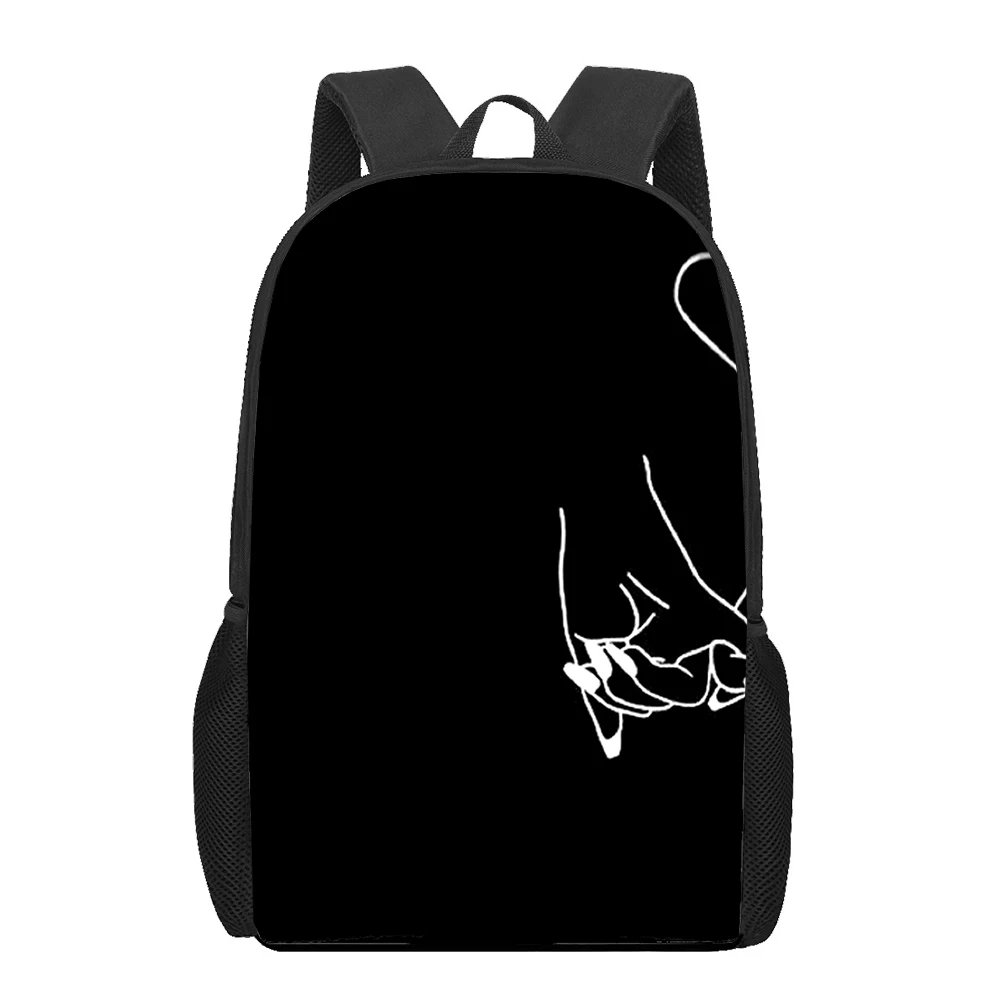 Black white art couple 3D Printed Book Bag Men 16 Inch Backpack For Teen Boys Kindergarten Bagpack Children Mochila