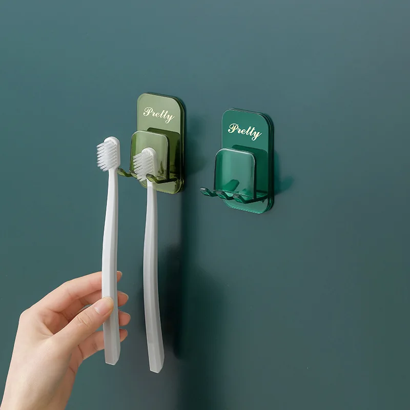 Wall Mounted Adhesive Toothbrush Mouthwash Cup Holder Punch Free Wall  Hanging Rack Tooth Brush Dispenser Bathroom