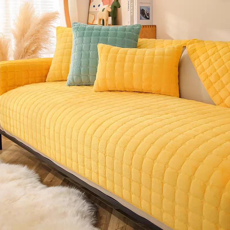 Flannel Sofa Cushion Four Seasons General Non-Slip Thickened Living Room Sofa Backrest Cover Modern Plush Seat Cushion 3