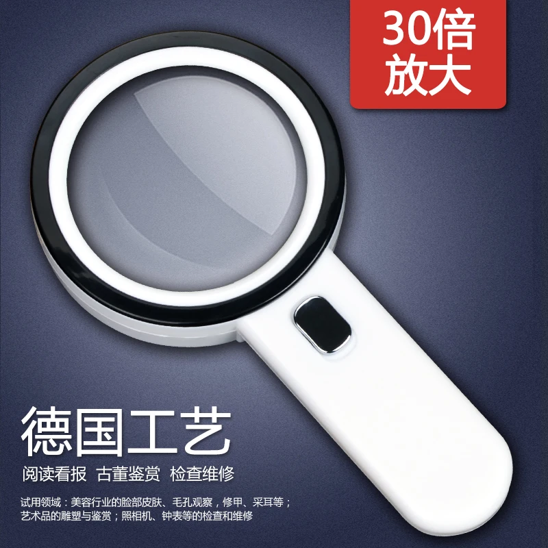 

Оптическая ручная Лупа с флагом и светодиодной лампой, 30x100 мм