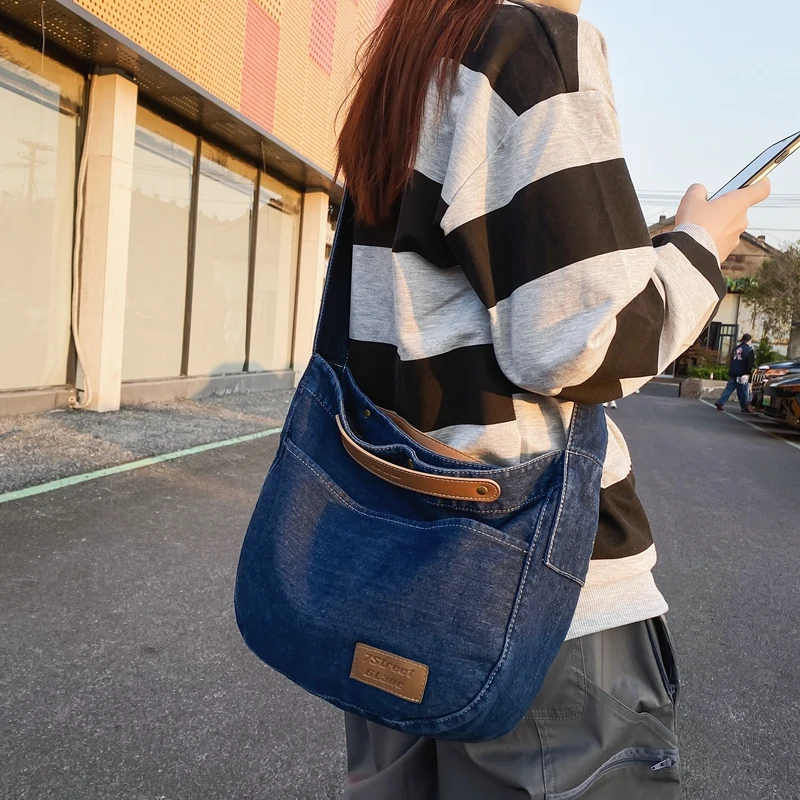 High Quality Denim Women's Bag Shoppers Eco Bag Korean Messenger