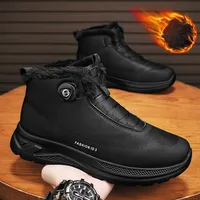 Fashion Mens Ankle Boots High Top Shoes Versatile Man Hiking Motorcycle Boots Outdoor Treking Footwear Winter Plush Snow Shoes