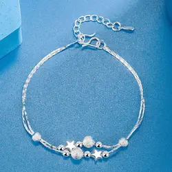 Elegant 925 Sterling Silver Unisex Adjustable Beaded Bracelet - Handmade Gift Idea (05)