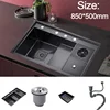850*500mm Stainless Steel Cup Washer Sink Kitchen Multifunctional Black Diamond Nano Large Single-slot Step Vegetable 5