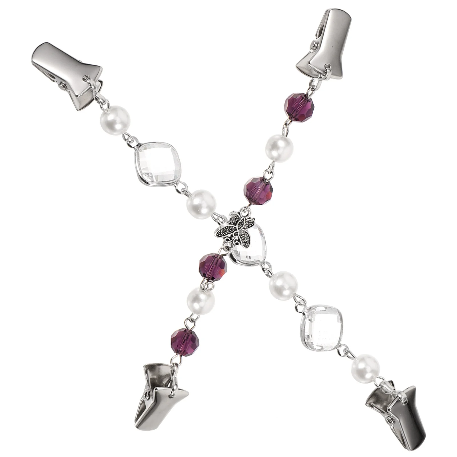 2개입 크리스탈 스웨터 클립 장 금속 가디건 클립 진주 나비 숄 드레스 클립 의류 클립 가디건 클립