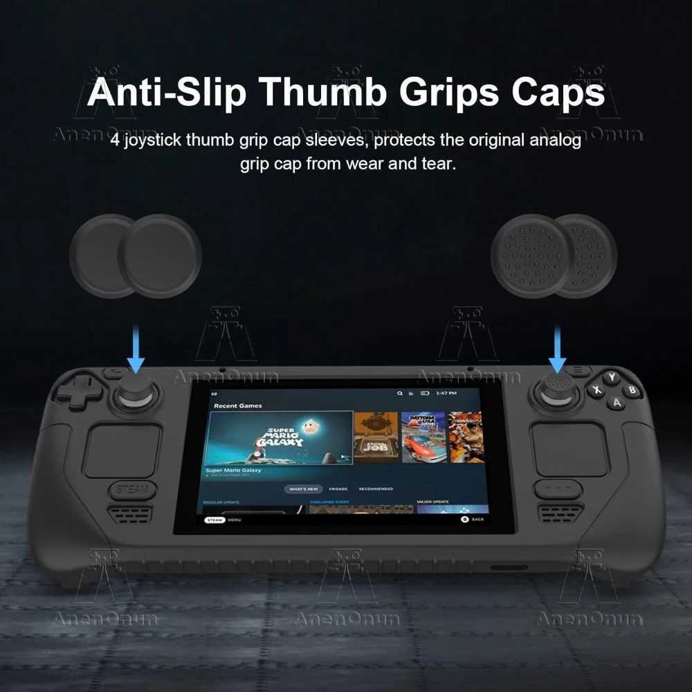 Steam Deck Full Fit Schutzhülle Anti-Fall Anti-Kratzer Anti-Rutsch-Silikon Soft Shell mit 4-Daumen-Griffkappe Joystick-Abdeckung – Detail 2