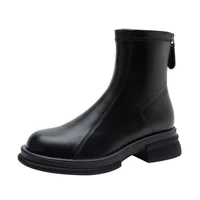 2025 Winter Hot-Selling British Soft Leather Short Boots - Street-Chic Cotton Shoes, Comfy Durable Warm Ankle Boots for Women - Image 5