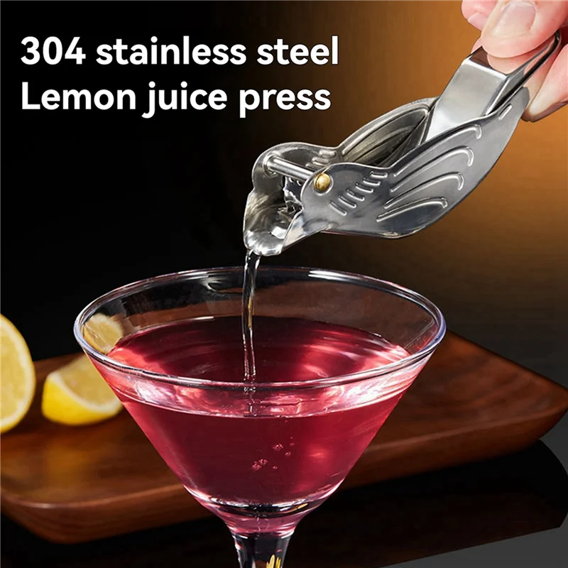 2X 우아한 스테인레스 스틸 레몬 과즙기, 휴대용 새 모양의 수동 과즙기, 감귤류 및 석류에 적합