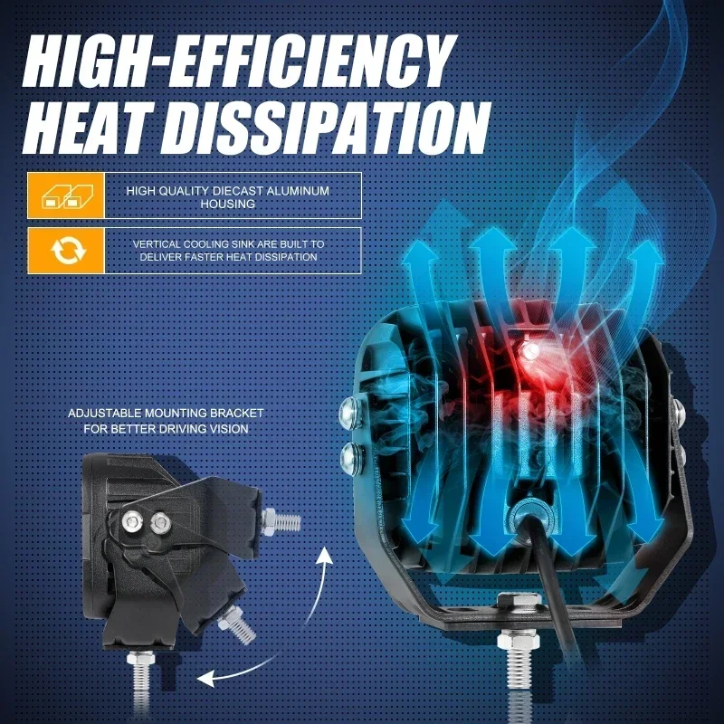 1 쌍 5 인치 LED 작업 조명 50W 6500K 헤드 라이트 운전 램프 트럭 SUV 4WD ATV 용 LED 스포트 램프