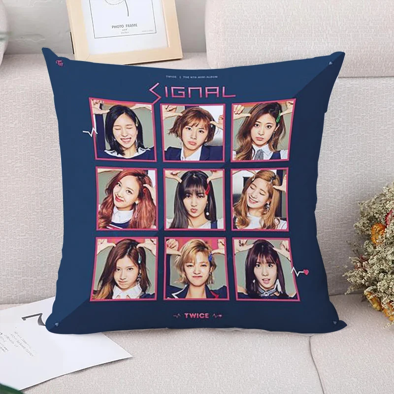 

Kpop-TWICE Fall Pillow Cover 40x40 Decorative Pillowcase Cushion Covers for Bed Pillows Car Decoration Pillowcases 50x50 Sofa