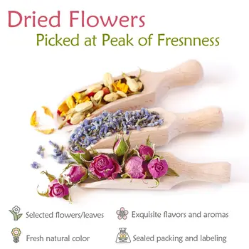 21 Pack Dried Flowers for Candle Making,100% Natural Dried Herbs Kit for Soap Making,Bath,Resin Jewelry Making,Lavender,Rose 3