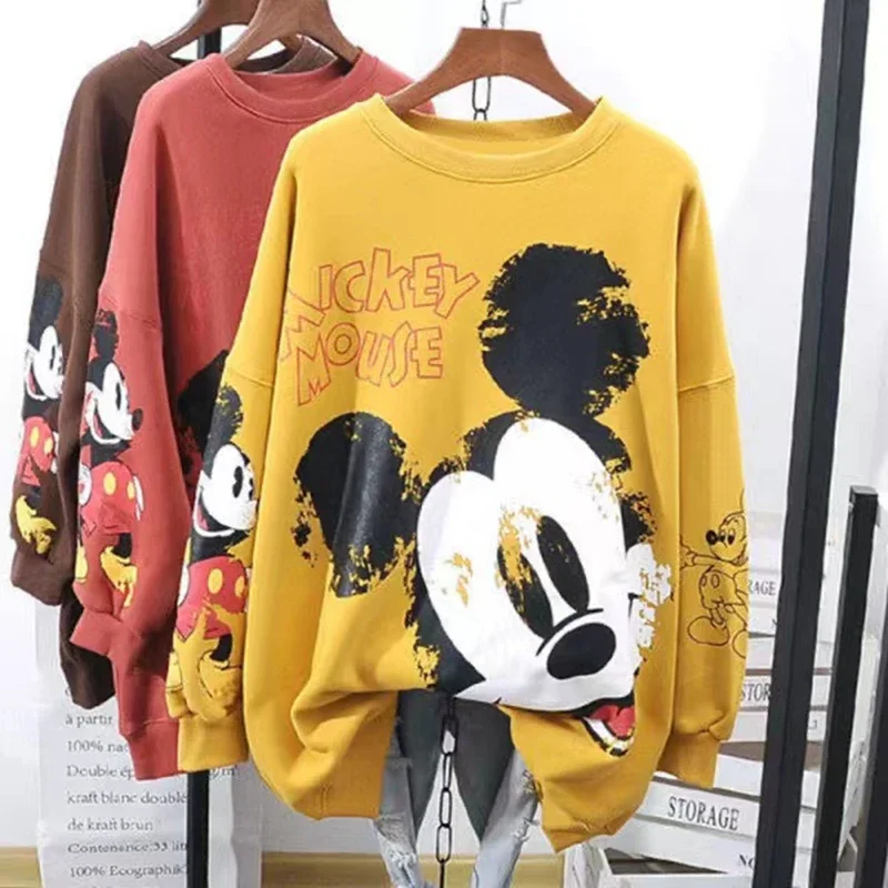 Disney Cartoon Mickey Mouse Print Sweatshirt Women Clothing Girl Coat Long Sleeve Tops Streetwear Spring Autumn Thin Lady Jacket women sweatshirt
