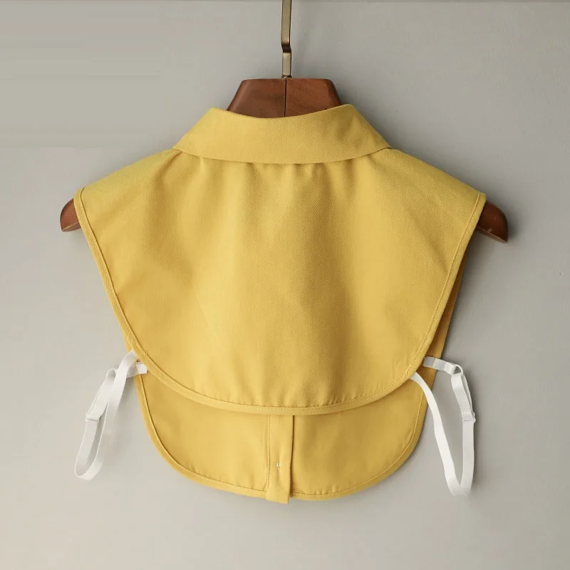 Yellow Cotton Fake Collar Women Blouse Shirt Decor False Collar Top Woman Detachable Collar Shirt Women Tie Removable Half Shirt